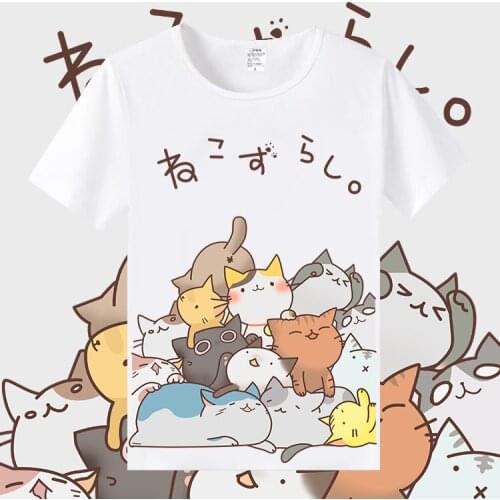 Game Neko Atsume Cosplay T-Shirt Cartoon Cat Summer T Shirt Women/Men Top Tee Halloween Carnival Cosplay Costume