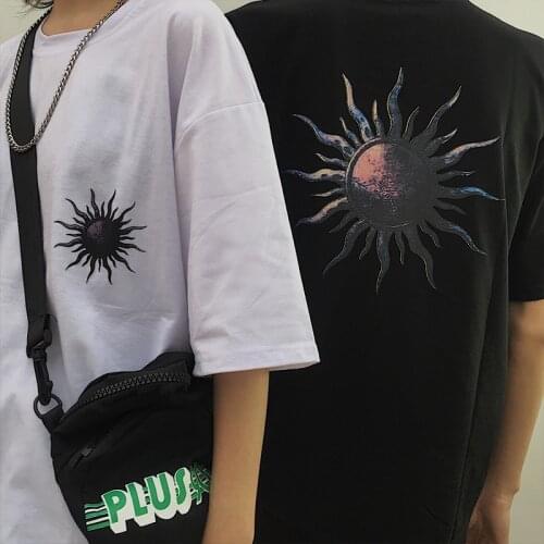 Half Sleeve T-shirt Print Couples Harajuku Tops Male Oversized Ins Chic Daily Graphic T Shirts Best Seller Alternative Clothing