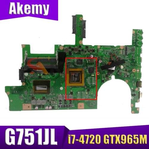 G751JL motherboard with i7-4720 CPU GTX965M motherboard REV2.0 For ASUS G751J G751JL Laptop mainboard Tested 90NB0890-R02000