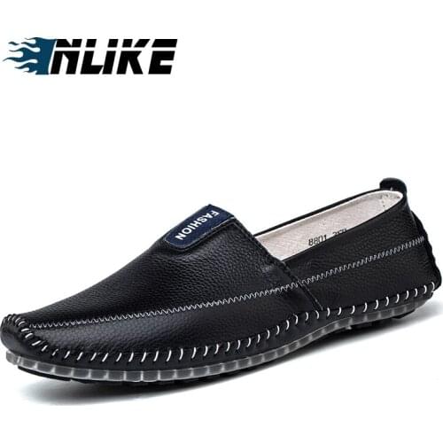 INLIKE New Driving Shoes Mens Leisure Genuine Leather Doug Shoe Male Flat Loafers Luxury Footwear Driving Shoes