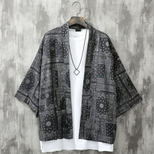 Bandana Kimono Cardigan Women Men Japanese Obi Yukata Haori Paisley Wave Carp Print Coat Traditional Japan Clothing 2021 Summer