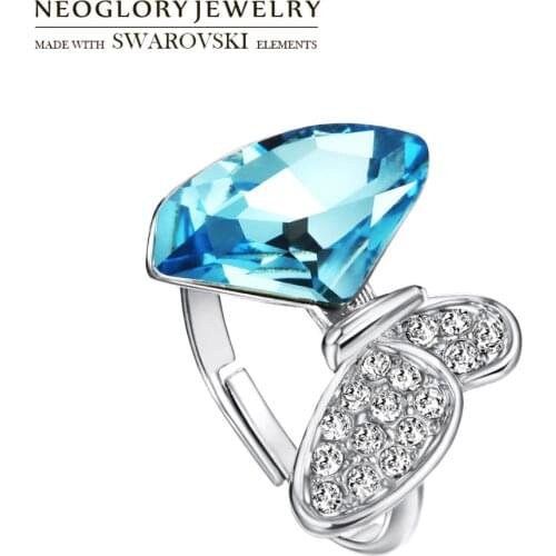 Neoglory Austria Crystal & Rhinestone Adjustable Finger Ring Exquisite Shining Butterfly Design For Classic Lady Gift