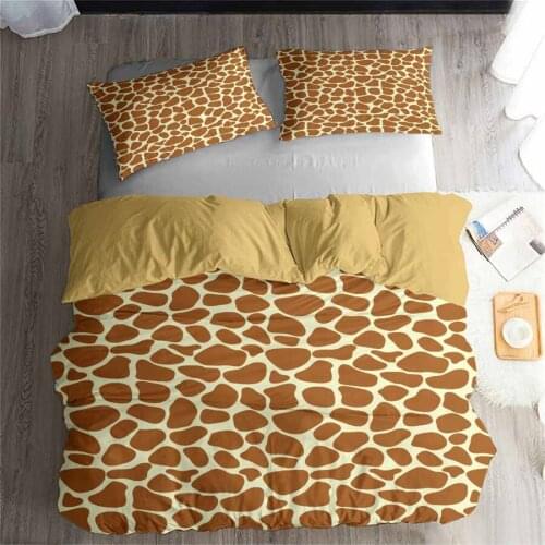 HELENGILI 3D Bedding Set Giraffe Print Duvet cover set lifelike bedclothes with pillowcase bed set home Textiles #2-05