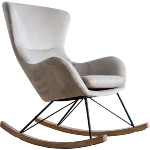 Nordic Minimalist Single Rocking Chair Lazy Sofa Siesta Chair Solid Wood Rocking Chair Adult Recliner Balcony Easy Chair