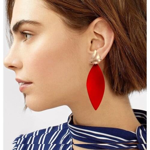 Exaggerated Geometric Irregular Drop Earrings for Women Red Green Color Statement Big Leaf Long Brincos Party Jewelry Wholesale