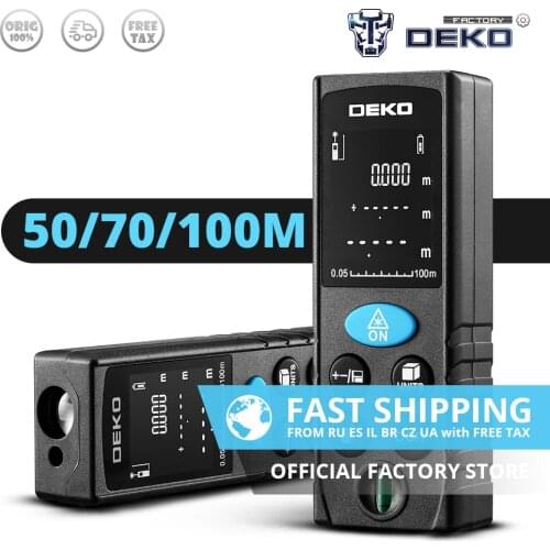 Factory Outlet DEKO LRD110 Laser Distance Meter 50M 70M 100M Dual Measure Laser Rangefinder Distance/Area/Volume/Pythagorean