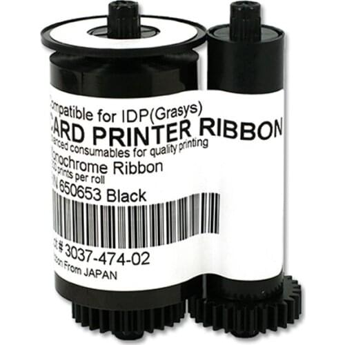 Printer Ribbon 650653 For IDP SMART 30S 50S 50D 50L Card Printer Black Monochrome Ribbon 1200 prints/roll