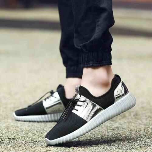 Big Size Summer Breathable Mens Sneakers Women Running Shoes Sport Man Sports Shoes for Male Black Silver Baskets Sneakrs B-548