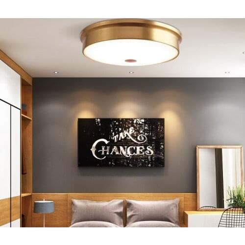 Nordic all copper bedroom lamp modern simple LED ceiling lamp master bedroom lamp atmosphere household room childrens room