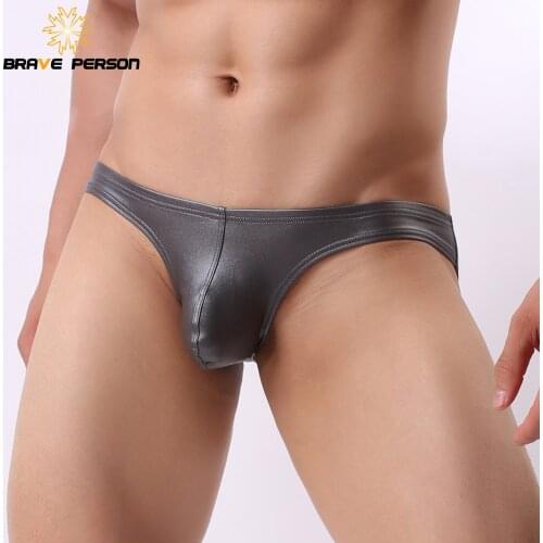 Mens Briefs Ropa Interior Hombre Brave Person Underwear Men Imitation Leather Cueca Masculina Mens Underwear Briefs