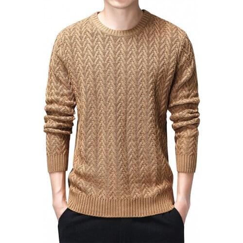 100% Cotton Sweater Men 2020 Autumn Winter Slim Fit Pullovers Men Pattern O-Neck Pull Sweaters Black