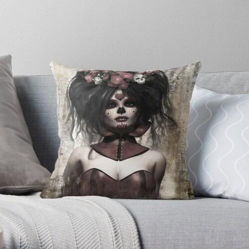 La Catrina Throw Pillow Cushion Cover Polyester throw pillows case on sofa home living room car seat decor 45x45cm
