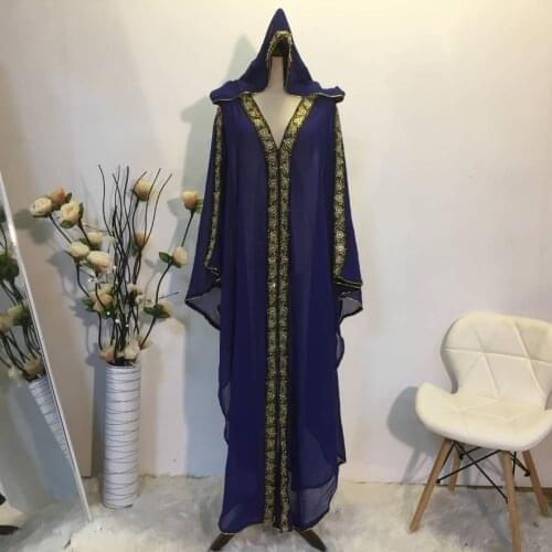 Latest Elegant bat sleeved Long Muslim peignoir female muslim Dress female rivet beading cloak Dubai Islamic Turkey abaya F1972