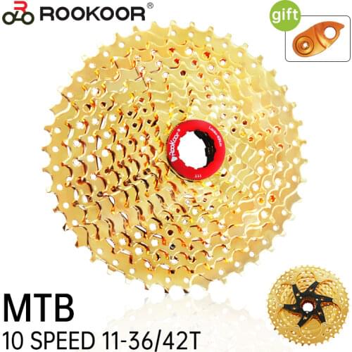 Rookoor 2021 Brand New Mountain Bike 10 Speed Cassette Velocidade MTB Cassette Bicycle Parts Sprocket 36T 42T Golden Ultralight