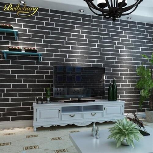 Beibehang Living room bedroom restaurant TV wall wallpaper simple Mediterranean style brick brick pattern non - woven wallpaper