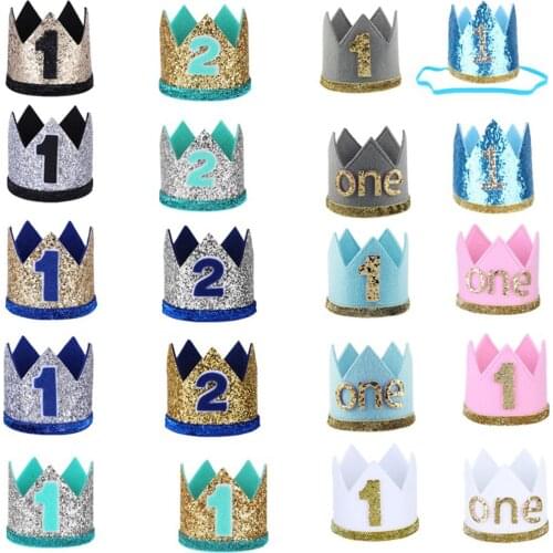 Toddler Infant Baby Princess Crown Headband Hair Accessories Newborn Baby Cute Shiny Birthday Party Hat Headwear Photo Props