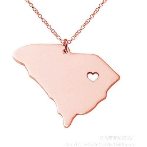 Popular In Europe And The United States, State Map Necklace Not Embroidered Steel Map Of South Carolina