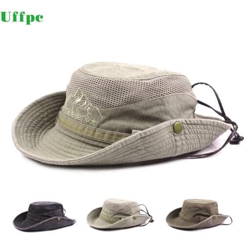 Casual Cotton Summer Spring mens Bucket Hats Outdoor Wide Brim fishing hat for women Hiking Sombrero Gorro sun Hat for Men