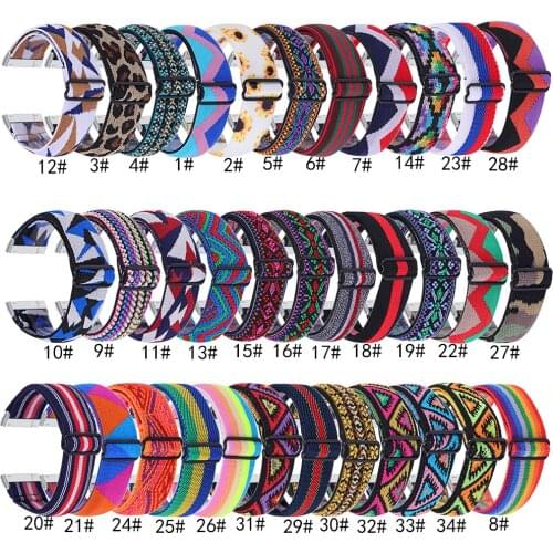 Nylon Solo Loop Straps for Fitbit Versa 3/Sense Scrunchies Elastic Adjustment Strap Watch Replacement Printed for Fitbit Versa3