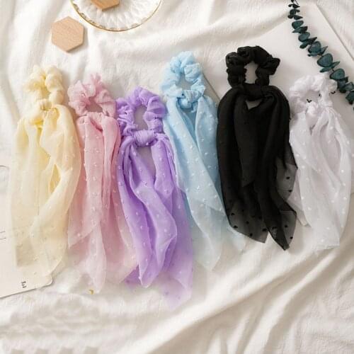 Candy Color Hair Band Hair Scrunchies Long Hair Ribbon for Women Ponytail Sweet Elastic Hair Ties Fashion Hair Accessories