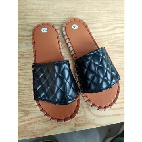 Black White Orange Luxury Slides Women Mules Sandals Weave Leisure New Flat Heel Office Ladies Sandals