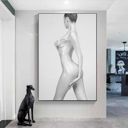 Modern Nude Portrait Art Posters and Prints Wall Art Canvas Painting Beautiful Female Model Pictures for Living Room Home Decor