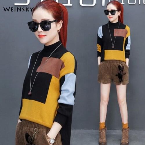 Women Turtleneck Knitted Sweater And Pullovers Korean Fashion Casual Style Female Sweaters 2019 Autumn And Winter New Tops