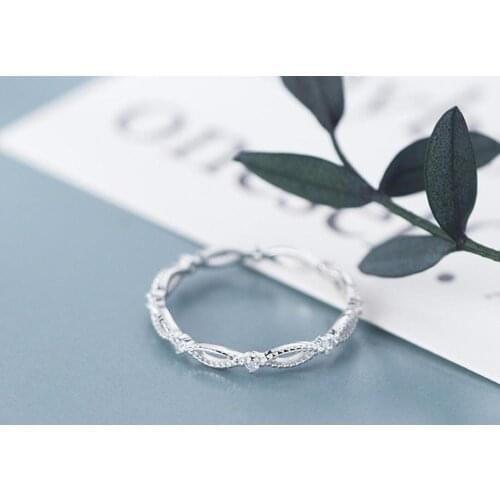 925 Sterling Silver Women Wave Wavy Pinkie Midi Knuckle Ring A3350