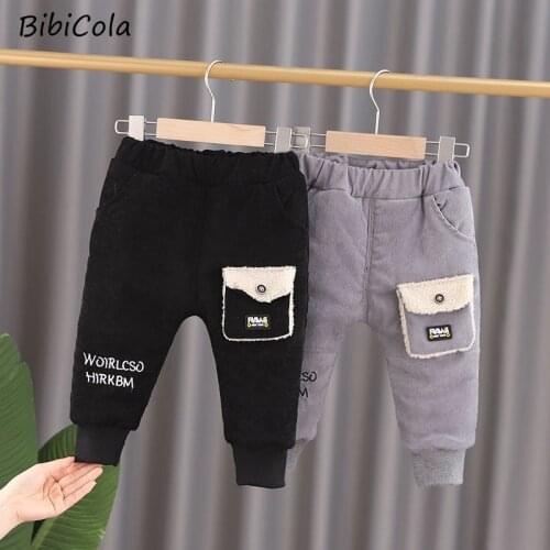 Winter Fleece Pants for Kid Boys Winter Trousers Children Autumn Full Print Cotton Pants Boy Teenage Warm Thick Pant 2021 New