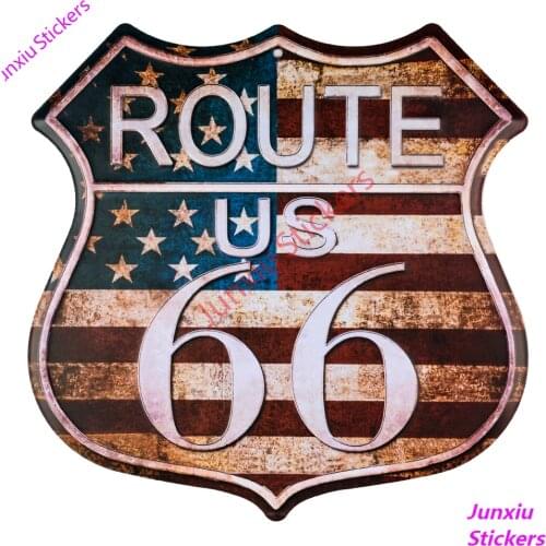 Retro Route 66 Hot Road Badge Brand Car Sticker Creative Decal Decor Off-road Laptop SUV Scratch-Proof Fine Exterior PVC13x13cm