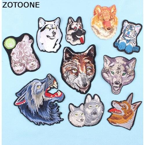 ZOTOONE Cool Wolf Dog Tiger Bike Parches Embroidery Iron on Patches for Clothing Animal DIY Stripes Stickers Applique Badge C