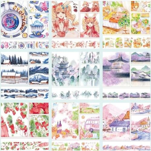 15 Rolls Washi Tape Lot 2021 New Paper PET Maskingtape Scrapbook Journal Girl Flowers Plants Landscaping Special Ink Stationery