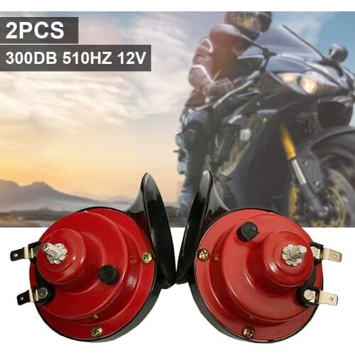 2 Pcs 12V Snail Air Horn 300DB 510HZ Loud Air Horn Train Horn for Car Motorcycle Truck Boat