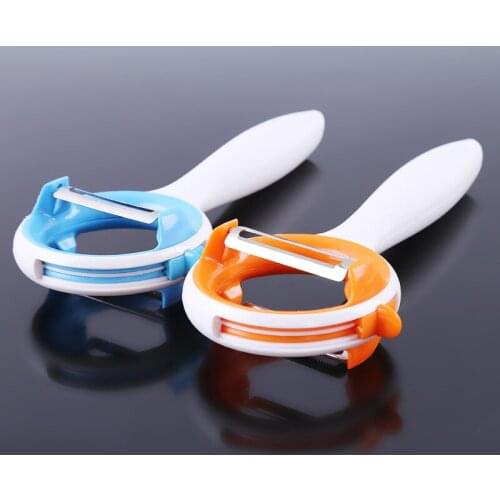 2-in-1 Multi-function ABS+stainless Steel Rotary Paring Knife Kitchen Gadgets 2021 Vagetable Fruit Pleeler