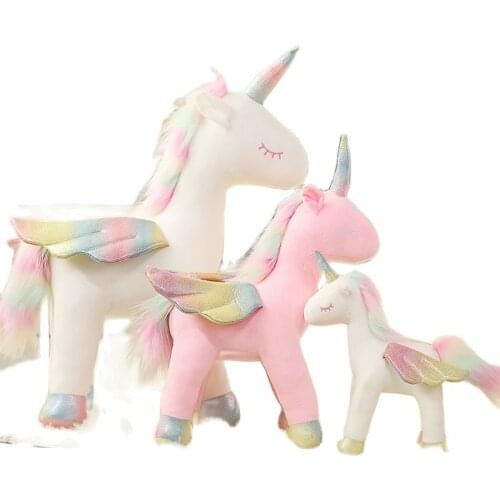 30/50/65cm New Soft Cute Rainbow Unicorn Pink/White Angle Unicorn Plush Toy Animal Horse Children Toys Baby Dolls Birthday Gifts