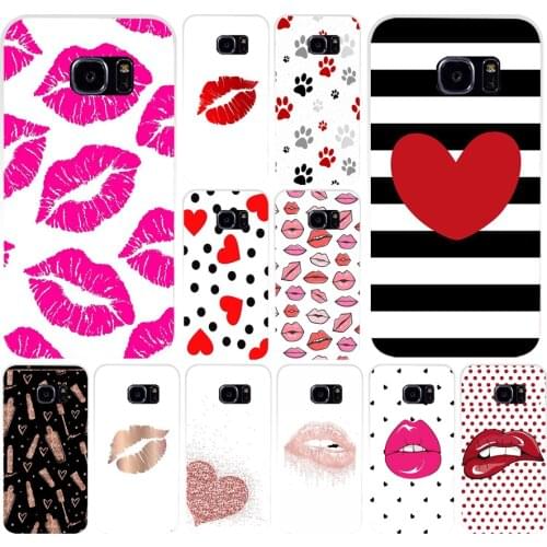 40AS Beautiful red lips Soft Silicone Tpu Cover phone Case for Samsung Galaxy S6 S7 Sedg S8 S9 S10 S20 Plus