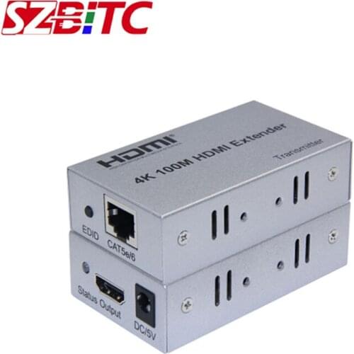 SZBITC 4K HDMI Extender 100m by cat5e/6 cable Ethernet HDMI Transmitter Receiver for PC Blue DVD player 4K HDTV