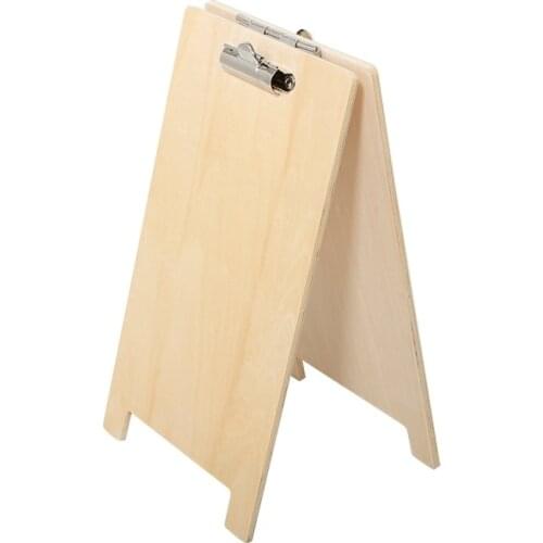 A5 Double Side Clip Boards Wooden Clipboard Menu Sign Stand Rigid Paper Document Holders for Restaurant