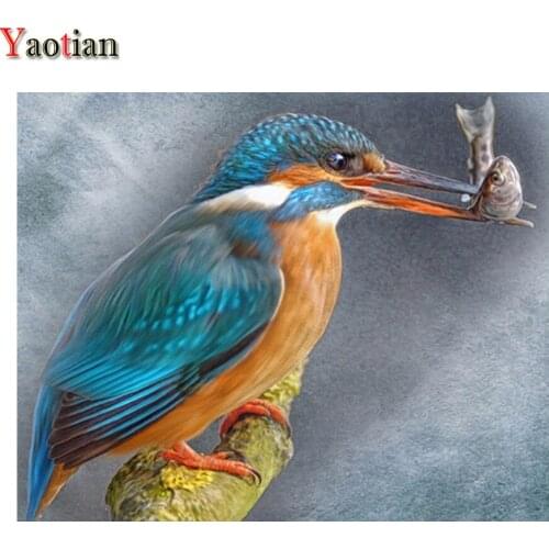 5D Diamond Painting Bird And Fsh Prey Picture Full Square Drill DIY Diamond Embroidery Mosaic Rhinestone Home Decoration Gift