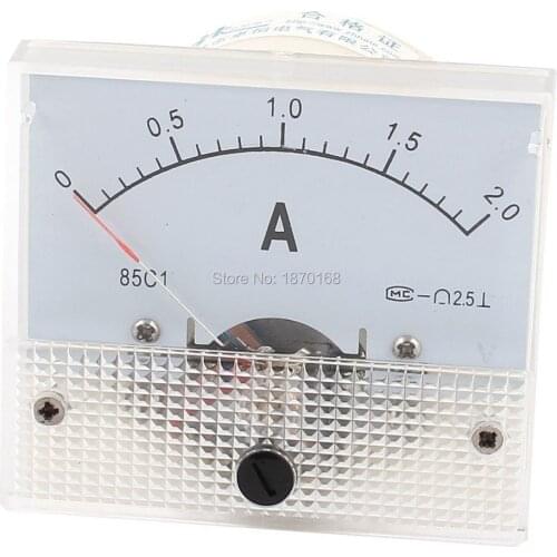 85C1 DC 0-2A Class 2.5 Panel Mount Analog Ammeter Ampere Meter