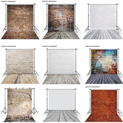White Brick Wall Photography Backdrops Wooden Floor Backgrounds for Pet Toy Photo Studio Baby Shower Newborn Children Photophone