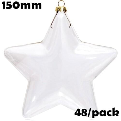 Free Shipping DIY Paintable Clear Christmas Ornament Decoration 135mm Glass Pentagram, 48/Pack