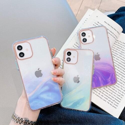 Glitter Gradient Marble Texture Phone Case For iPhone 12 11 Pro Max XR XS Max 7 8 Plus 12 Mini Case Shockproof Bumper Back Cover