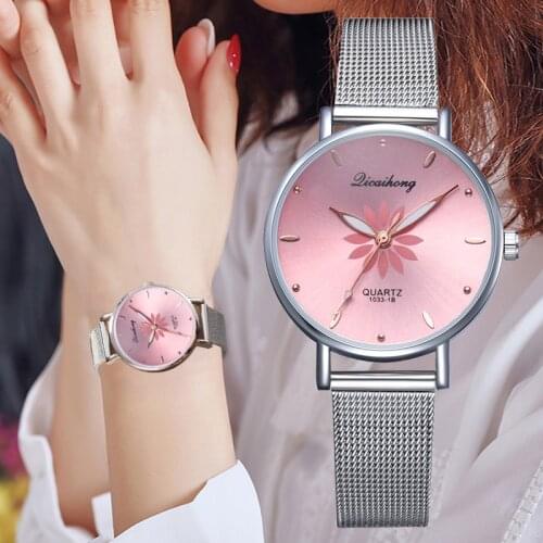 Women Watches TOP Brand Luxury Flowers Metal Ladies Watch Bracelet Quartz Clock Wrist Watch For Women relogio feminino 2019