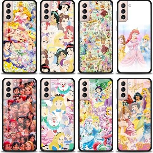 Disney Princess Tempered Glass Cover For Samsung Galaxy S21 Plus Ultra M21 M31 M51 A52 A72 Phone Case Coque