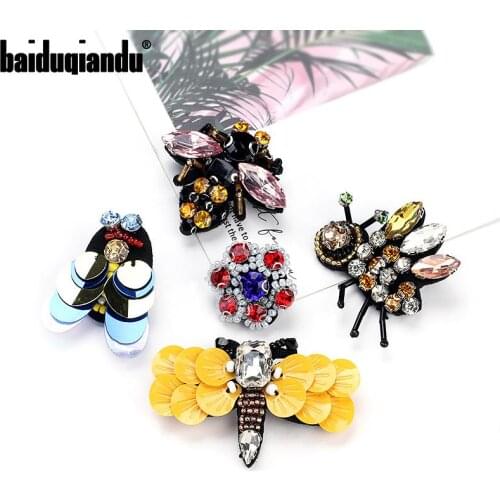 Baiduqiandu Flower Bee Dragonfly Insect Plants Fabric Brooch Pins Garments Accessroies