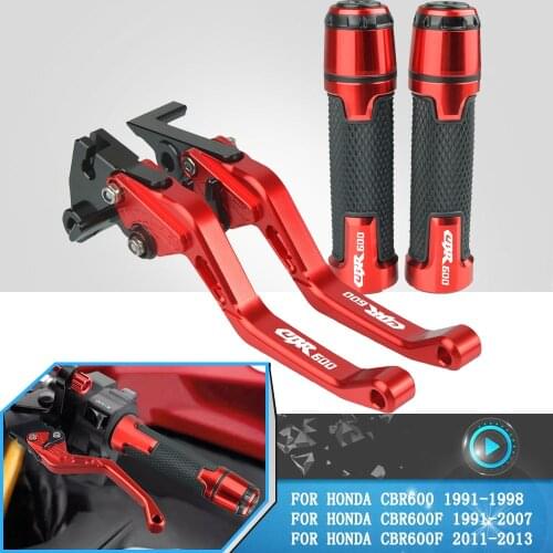 For Honda CBR600F CBR 600 F 600F 2011 2012 2013 Motorcycle CNC Adjustable Brake Clutch Levers+ Grip Accessories CBR600 1991-1998