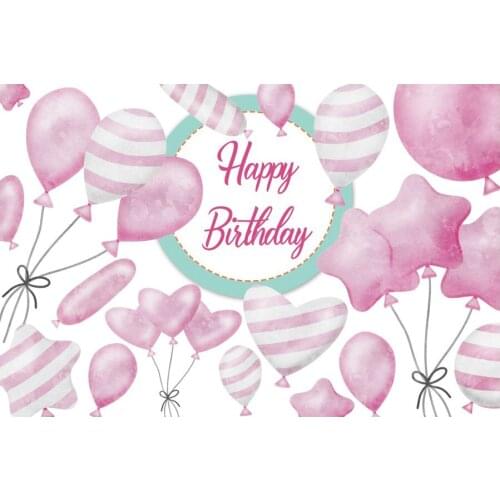 Happy Birthday Backdrop Blush Pink Balloon Photography Background Celebration Photo Booth Studio Decor