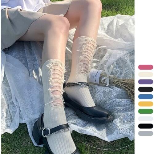 2021 Women Summer Long Socks Hiphop Ripped Socks Skate Long Short Skateboard Cool Hose Cotton Football Thigh High Stockings
