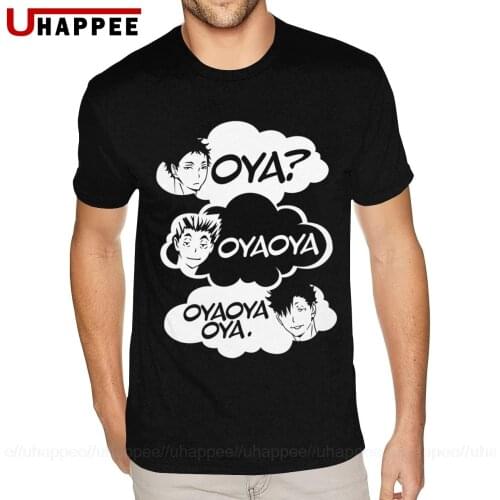 Haikyuu Oya Oya Oya Men T Shirt Kuroo Anime Bokuto Manga Shoyo Volleyball Creative Tee Boy 90S Mens Short Sleeves Cheap Apparel